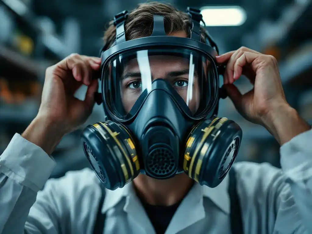 Professioneel verstelbaar volgelaatsmasker met filterbussen voor industriële veiligheidsuitrusting